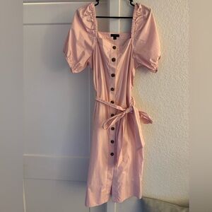 J. Crew Pink Puff Sleeve button up Dress Retails for $150, Size Small